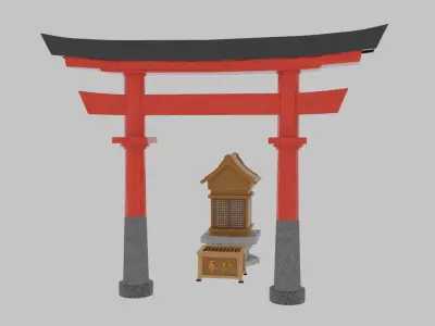 Japanese shrine set 3D model
