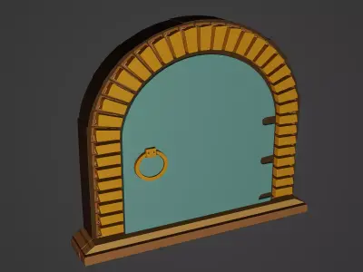 Medieval Door Low-poly 3D model 14
