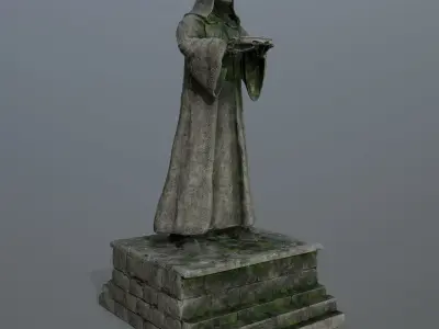 statue 1 of man in robe Low-poly 3D model