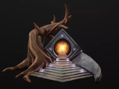 Portal - PBR Game Ready door with fire in it Low-poly 3D model