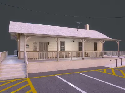American Train Station Low-poly 3D model