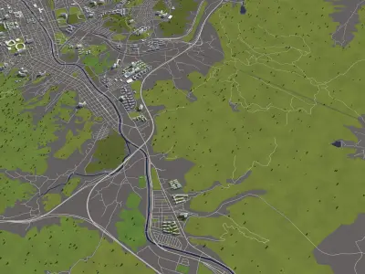 Daejeon South Korea 50x50km City Map 3D model