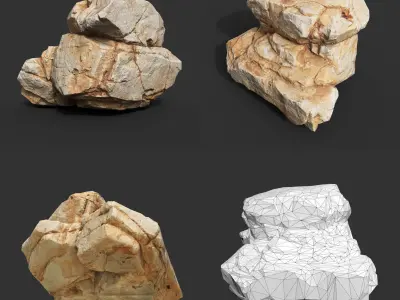 Yellow Horizontal Rock Modular 221123 - Ultra HD 16K Texture Low-poly 3D model