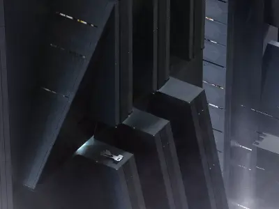 Brutalist Scifi Building  03 3D model