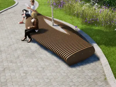 PARAMETRIC BENCH Low-poly 3D model