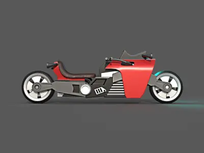 Sci-fi Bike Game Ready 9 Low-poly 3D model