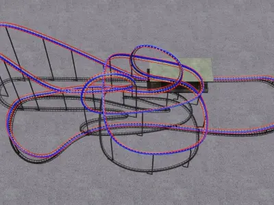 Roller coaster 3D model Low-poly 3D model