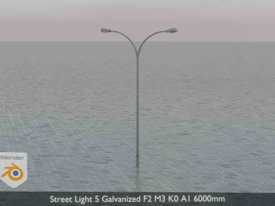 Street Light 5 Galvanized F2 M3 K0 A1 6000mm Low-poly 3D model