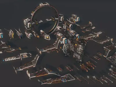 Space Ship 02 Modular Pack Low-poly 3D model