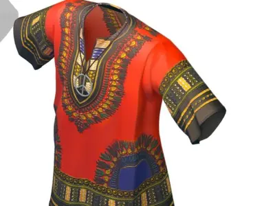 Cartoon High Poly Subdivision Hippie Shirt 3D Model Low-poly 3D model