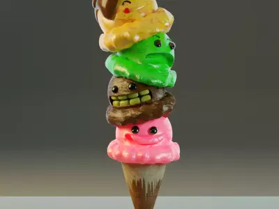 Octopus Ice Cream Low-poly 3D model