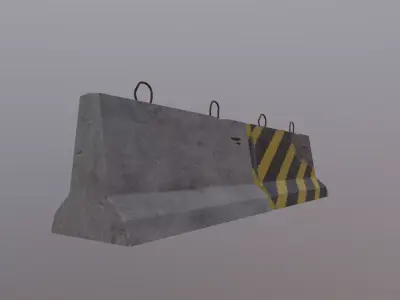 Concrete Road Block Barricade - Jersey Barrier Low-poly 3D model