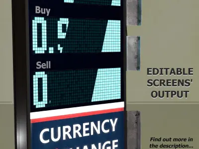 Editable Exchange Rate Board Low-poly 3D model