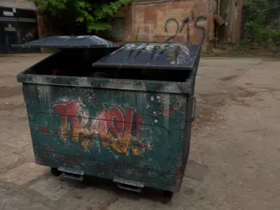 dirty low poly dumpster Low-poly 3D model