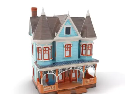 Victorian Blue House model pack Low-poly 3D model