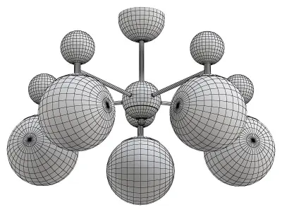 pechio-sle106302-05 brass ceiling light with six glass globes 3D model