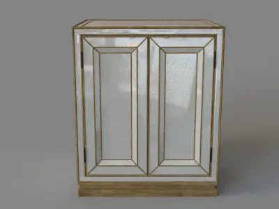 Bedroom Sanctuary Two-Door Mirrored Nightstand - Visage 3D model