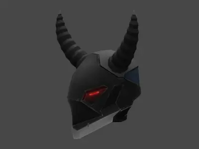 Handpaint Scifi Viking Helmet Low-poly 3D model