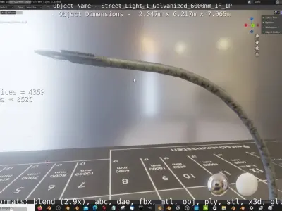 Street Light 1 Galvanized 6000mm 1F 1P Low-poly 3D model