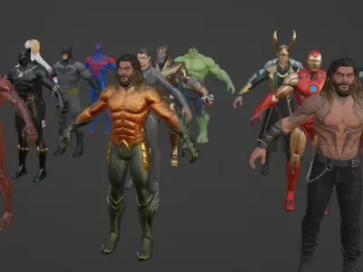 Super Hero Package Fortnite Skins Low-poly 3D model