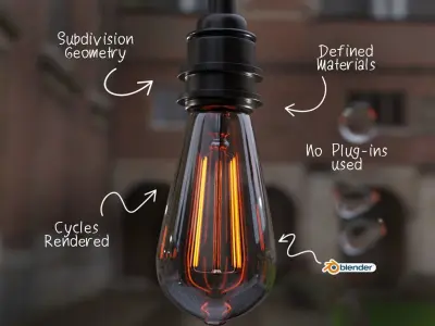 Filament Bulb - Fully defined Low-poly 3D model