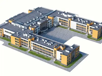 Modern school building 2 3D model