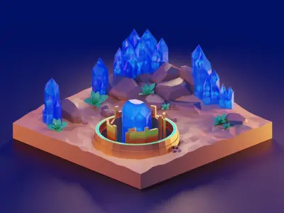 Low-poly desert crystal in Low-poly 3D model