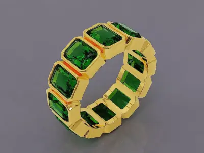 Bezel set radiant cut diamond eternity ring band 3D print model