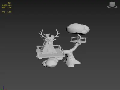 Cartoon Tree House Low-poly 3D model