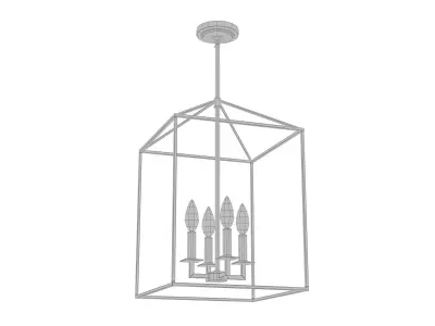 Ellis 4 - Light Lantern Rectangle Chandelier 3D model