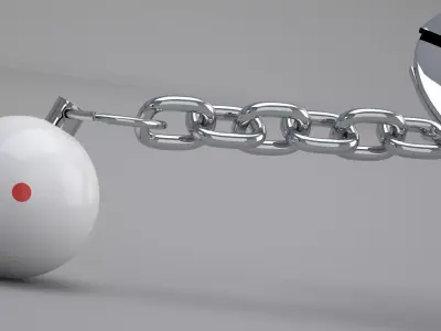 Cue Snooker Ball with Keychain 3D model