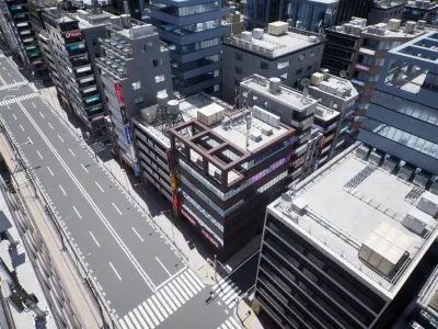 Japanese City - Midtown Environment Low-poly 3D model