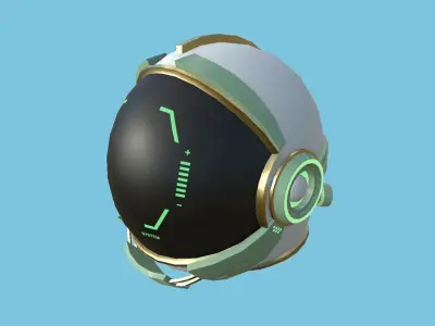 Astronaut Helmet 05 - Green Gold - Character Design Fashion Low-poly 3D model