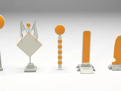 Road Signs - 51 pieces 3D model