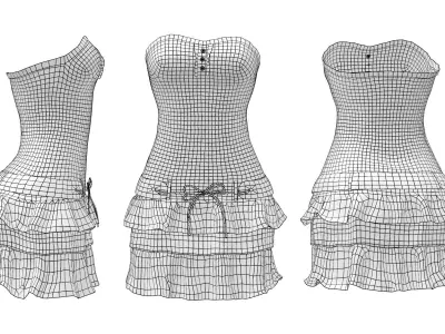 Bandeau Mini Dress Low-poly 3D model