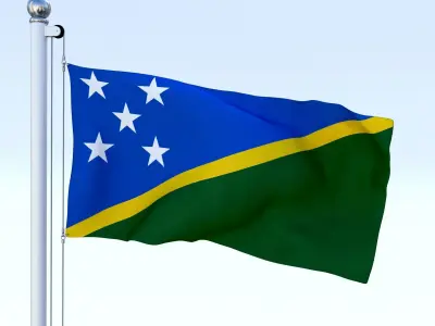 Animated Solomon Islands Flag Low-poly 3D model