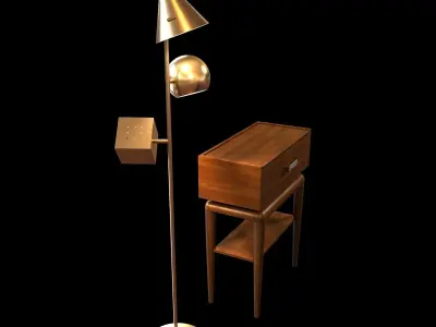 Anthropologie Holcombe Nightstand in Light Brown and Geo Floor L 3D model
