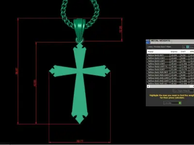 Light Gold 18K Cross Pendant 1CP097 3D print model