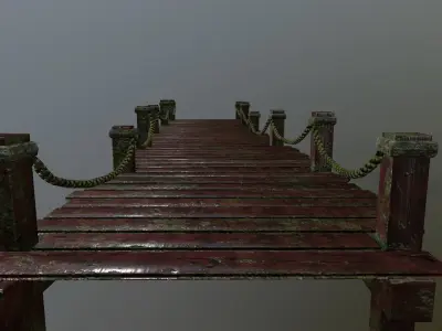 wooden pier  Low-poly 3D model