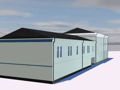 Theater building with roof Low-poly 3D model