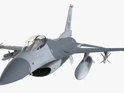  Fighter F-16 with Missile Launcher LAU-129 Rigged for Cinema 4D 