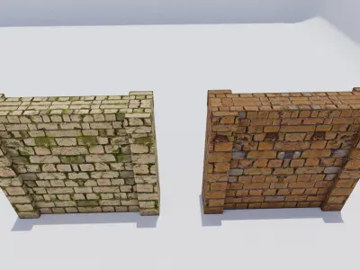Brick wall Low-poly 3D model