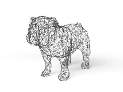Bulldog Wireframe Low-poly 3D model
