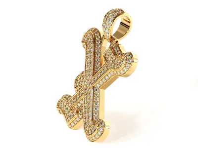 Tattoo fonts X alphabet pendent 3D print model