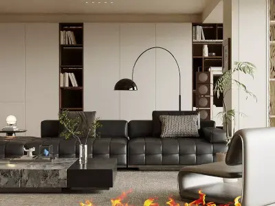 Retro style living room 3D model