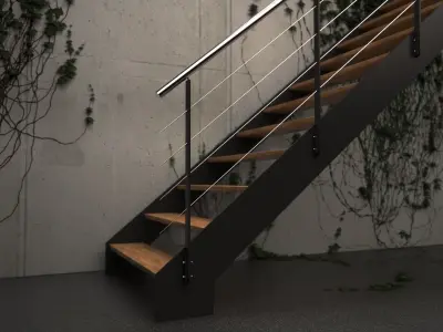 Modern stair with attributes Free low-poly 3D model