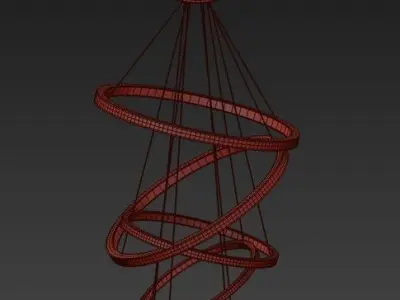 Gold metal pendant lamp 3D model