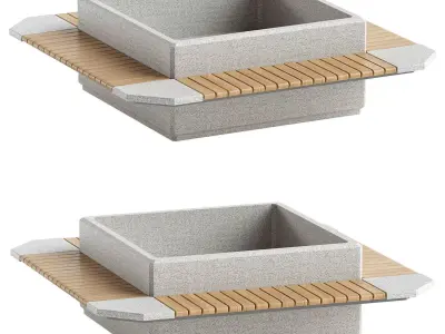 SQUARE PLANTER BENCH 93 3D model