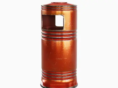 Metal Street Trash Bin 04 Low-poly 3D model