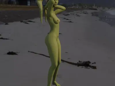 Green Head-Tail Alien Stylized Alien Pilot 3D print model